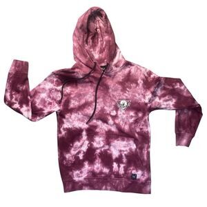Boys Burgundy Tie-Dye Hoodie Skull Logo Streetwear
